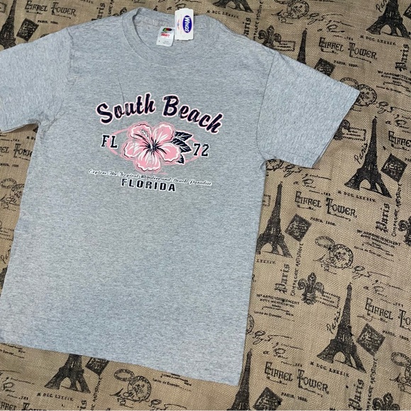 Fruit Of The Loom NWT! South Beach Florida Heather Gray Tshirt Size S - Picture 3 of 10